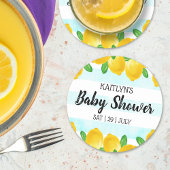 Moderne Waterverf Lemon Tree Baby shower Ronde Kartonnen Onderzetter