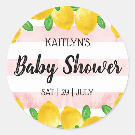 Moderne Waterverf Lemon Tree Baby shower Ronde Sticker (Voorkant)