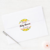 Moderne Waterverf Lemon Tree Baby shower Ronde Sticker (Envelop)