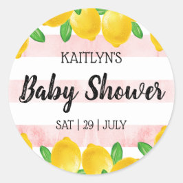 Moderne Waterverf Lemon Tree Baby shower Ronde Sticker