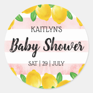 Moderne Waterverf Lemon Tree Baby shower Ronde Sticker
