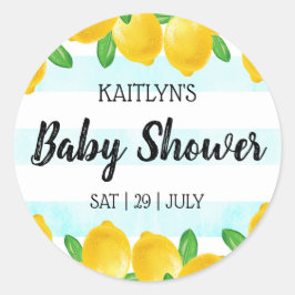 Moderne Waterverf Lemon Tree Baby shower Ronde Sticker