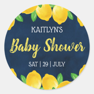 Moderne Waterverf Lemon Tree Baby shower Ronde Sticker
