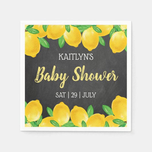 Moderne Waterverf Lemon Tree Baby shower Servet (Voorkant)