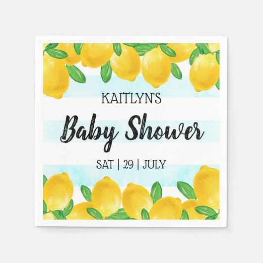 Moderne Waterverf Lemon Tree Baby shower Servet (Voorkant)