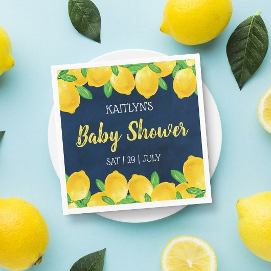 Moderne Waterverf Lemon Tree Baby shower Servet