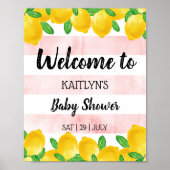 Moderne Waterverf Lemon Tree Baby shower Welkom Poster (Voorkant)
