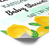 Moderne Waterverf Lemon Tree Baby shower Welkom Poster (Hoek)
