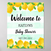 Moderne Waterverf Lemon Tree Baby shower Welkom Poster (Voorkant)