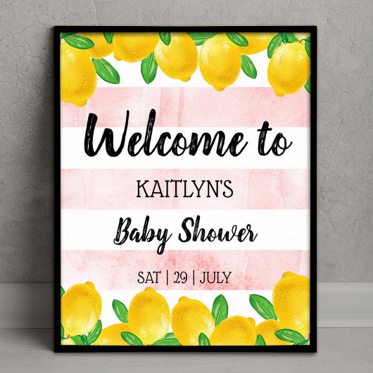 Moderne Waterverf Lemon Tree Baby shower Welkom Poster