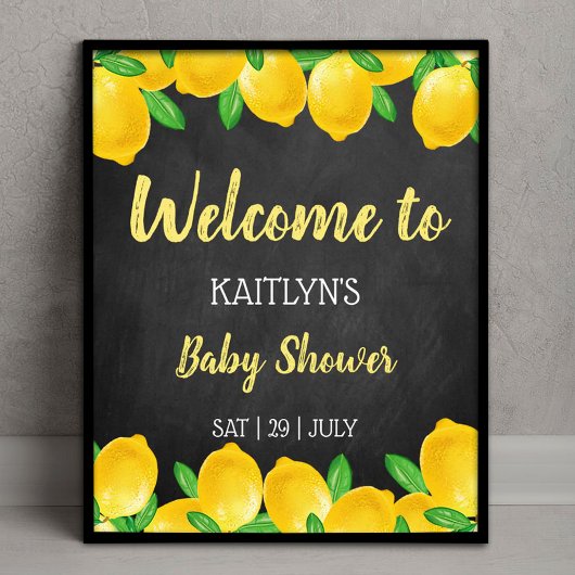 Moderne Waterverf Lemon Tree Baby shower Welkom Poster