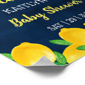 Moderne Waterverf Lemon Tree Baby shower Welkom Poster (Hoek)