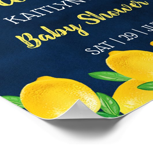 Moderne Waterverf Lemon Tree Baby shower Welkom Poster (Hoek)