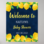 Moderne Waterverf Lemon Tree Baby shower Welkom Poster (Voorkant)