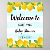 Moderne Waterverf Lemon Tree Baby shower Welkom Poster (Voorkant)