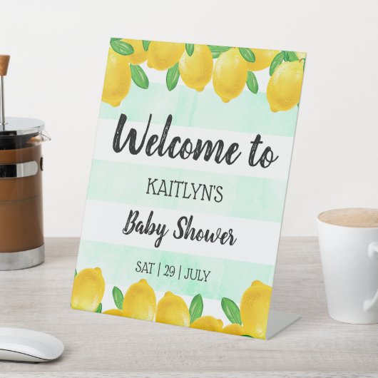 Moderne Waterverf Lemon Tree Baby shower Welkom Reclamebord Met Voetstuk (Insitu)