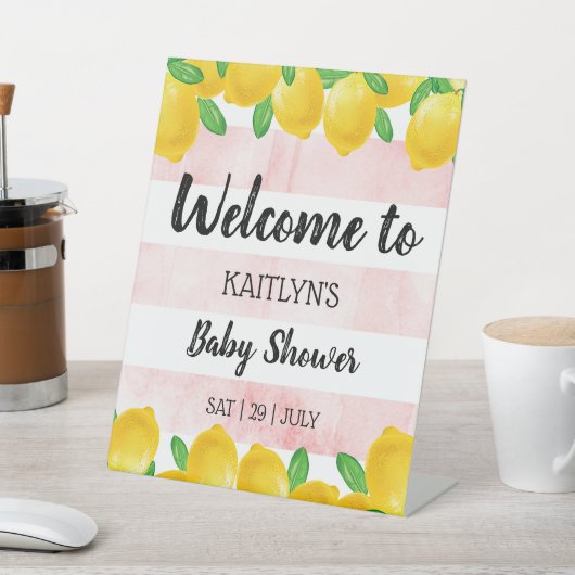 Moderne Waterverf Lemon Tree Baby shower Welkom Reclamebord Met Voetstuk (Insitu)