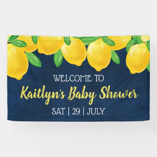 Moderne Waterverf Lemon Tree Baby shower Welkom Spandoek (Horizontaal)