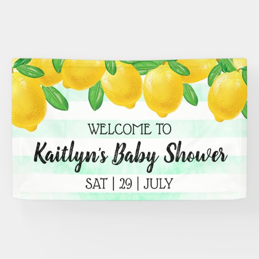 Moderne Waterverf Lemon Tree Baby shower Welkom Spandoek (Horizontaal)