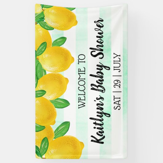 Moderne Waterverf Lemon Tree Baby shower Welkom Spandoek (Verticaal)