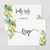 Moderne Waterverf Lemon Tropical Wedding RSVP (Voorkant / Achterkant)