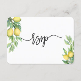 Moderne Waterverf Lemon Tropical Wedding RSVP Kaartje