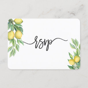 Moderne Waterverf Lemon Tropical Wedding RSVP Kaartje