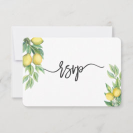 Moderne Waterverf Lemon Tropical Wedding RSVP Kaartje