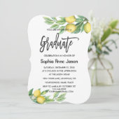 Moderne Waterverf Lemon Tropisch AFSTUDEREN Kaart (Staand voorkant)