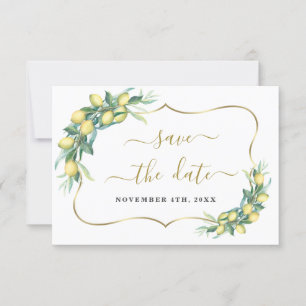 Moderne Waterverf Lemon Wedding Calligrafie Save The Date