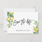 Moderne Waterverf Lemon Wedding Typografie Save The Date (Voorkant)