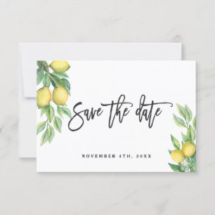 Moderne Waterverf Lemon Wedding Typografie Save The Date