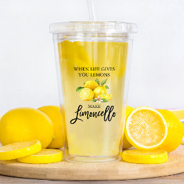 Moderne Waterverf Lemons Limoncello penseelscript Acryl Drinkbeker