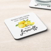 Moderne Waterverf Lemons Limoncello penseelscript Bier Onderzetter (Linkerzijde)