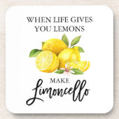 Moderne Waterverf Lemons Limoncello penseelscript Bier Onderzetter (Voorkant)
