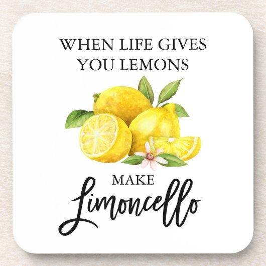 Moderne Waterverf Lemons Limoncello penseelscript Bier Onderzetter (Voorkant)