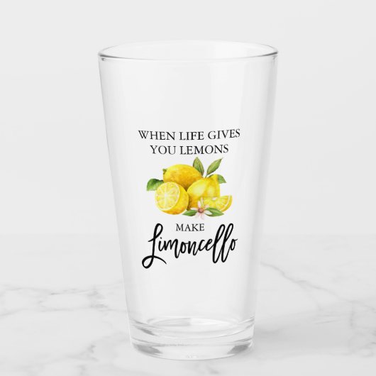 Moderne Waterverf Lemons Limoncello penseelscript Glas (Voorkant)