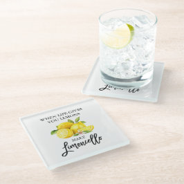 Moderne Waterverf Lemons Limoncello penseelscript Glazen Onderzetter