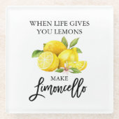 Moderne Waterverf Lemons Limoncello penseelscript Glazen Onderzetter (Voorkant)