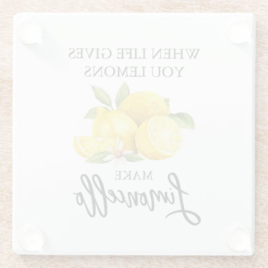 Moderne Waterverf Lemons Limoncello penseelscript Glazen Onderzetter (Achterkant)