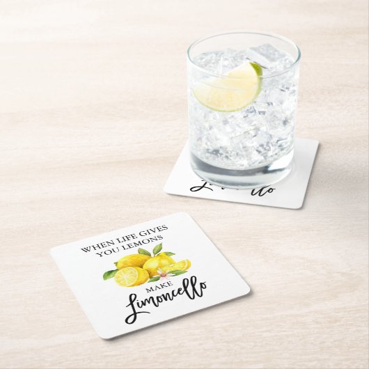 Moderne Waterverf Lemons Limoncello penseelscript Kartonnen Onderzetters (Insitu)