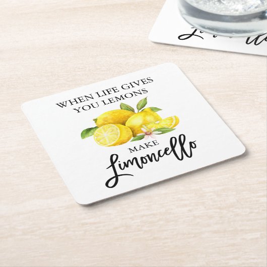 Moderne Waterverf Lemons Limoncello penseelscript Kartonnen Onderzetters (Schuin)