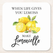 Moderne Waterverf Lemons Limoncello penseelscript Kartonnen Onderzetters (Voorkant)