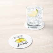 Moderne Waterverf Lemons Limoncello penseelscript Ronde Kartonnen Onderzetter (Insitu)