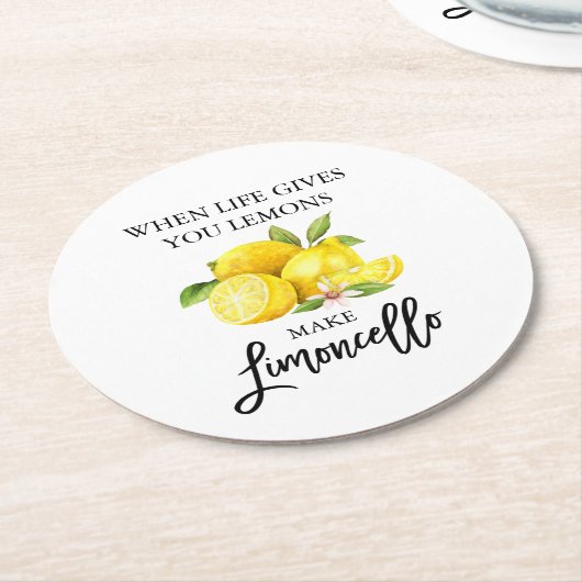 Moderne Waterverf Lemons Limoncello penseelscript Ronde Kartonnen Onderzetter (Gebogen)