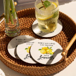 Moderne Waterverf Lemons Limoncello penseelscript Ronde Kartonnen Onderzetter<br><div class="desc">Moderne Waterverf voor penseelscript als het leven je leemten geeft die Onderzetters voor limoncello papier maken</div>