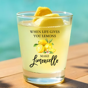 Moderne Waterverf Lemons Limoncello penseelscript Shot Glas