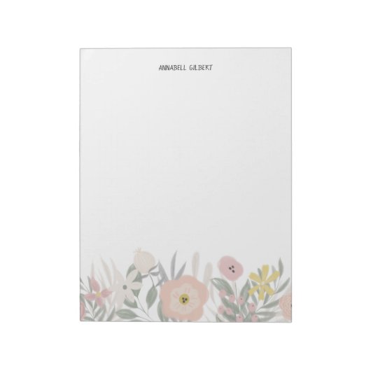 Moderne Waterverf Lentetuin Bloemengroen Notitieblok (Linkerzijde)