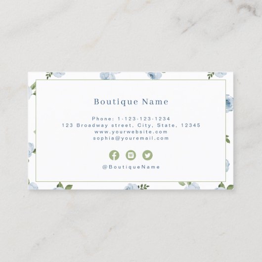 Moderne waterverf lichtblauw groen professioneel visitekaartje (Achterkant)