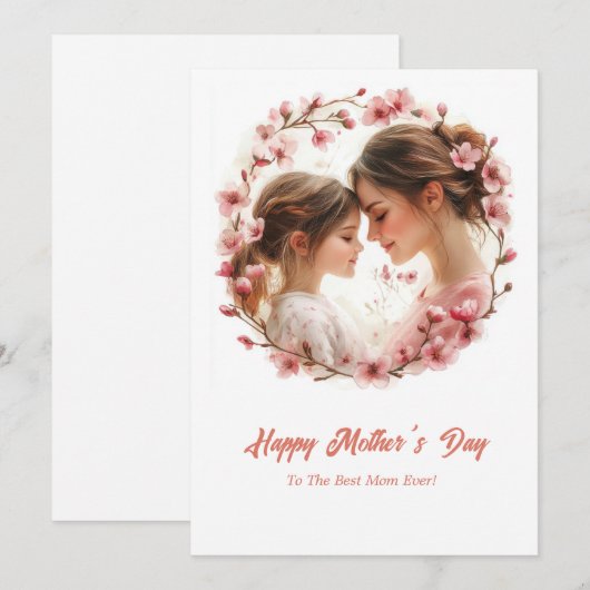 Moderne Waterverf lieve moeder en dochter Feestdagenkaart (Voorkant / Achterkant)